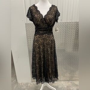 NWT VTG Deadstock Y2K Black Lace Babydoll Midi Dress 8 Whimsigoth Witchy Fairy